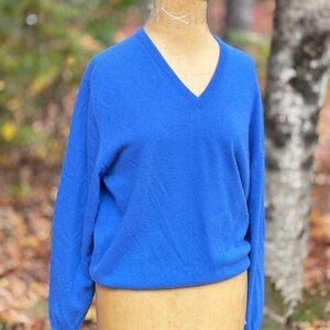 Ballantyne Royal Blue V-Neck Cashmere Sweater